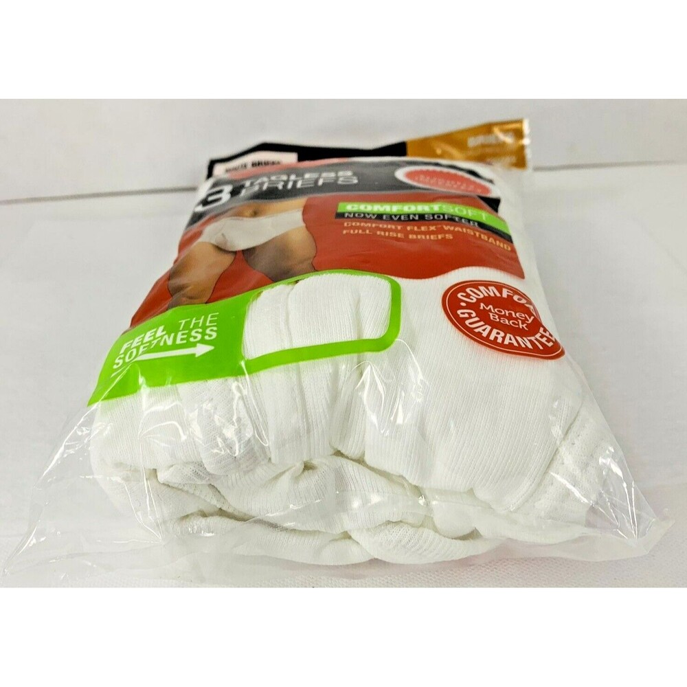 3 Mens Hanes White Cotton Briefs 2XL 44-46 Full Rise Big Slightly Imperfect 2014 - Picture 8 of 11